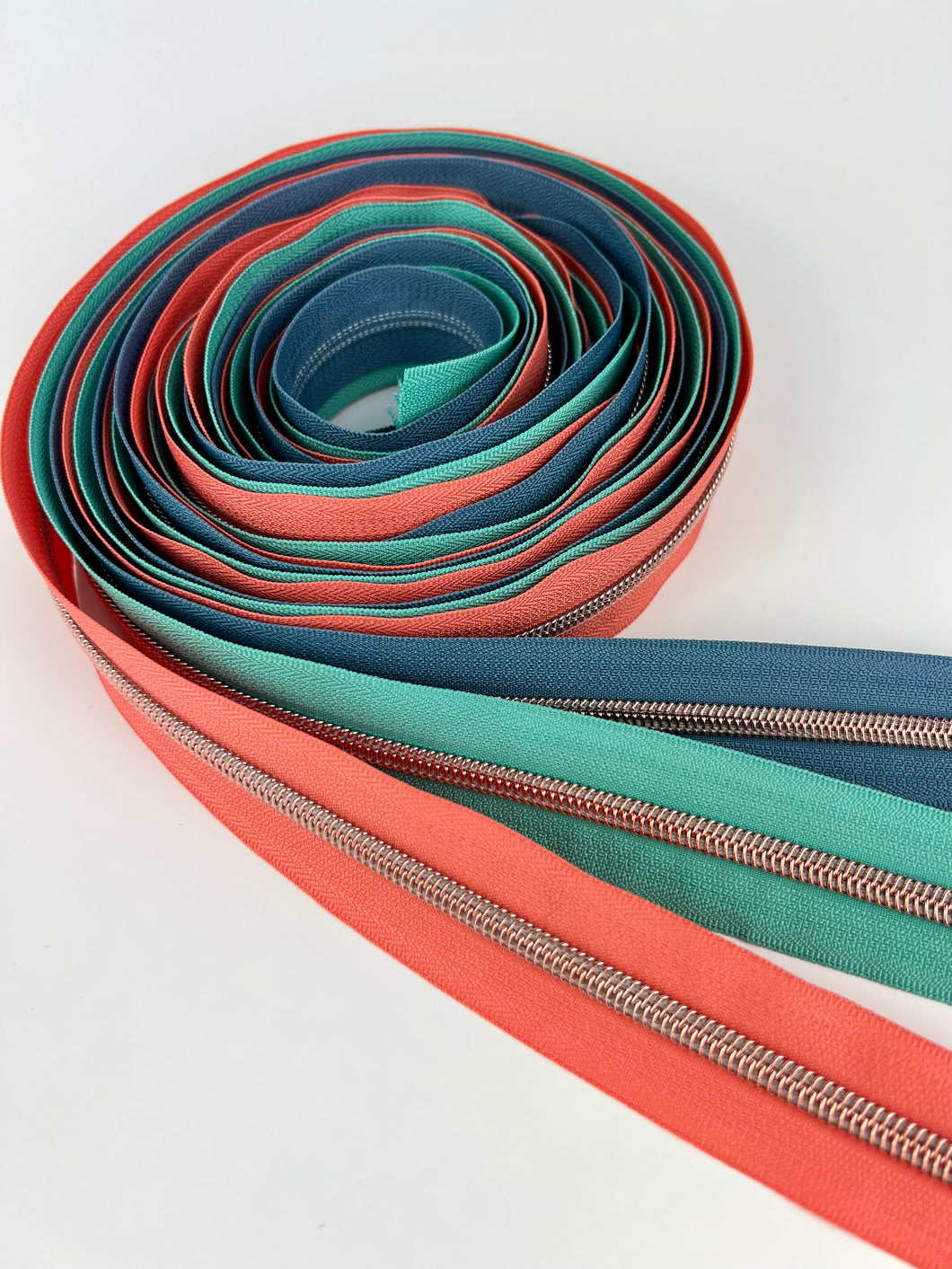 #5 Nylon Zipper Pack- Coral/Teal/Dusty Blue Combo
