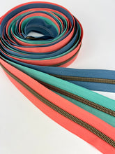 Load image into Gallery viewer, #5 Nylon Zipper Pack- Coral/Teal/Dusty Blue Combo
