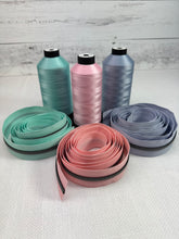 Load image into Gallery viewer, #5 Nylon Zipper Tape Singles- Periwinkle Haze/Calypso Blue/Blush Pink
