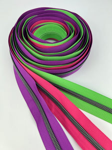 #5 Nylon Zipper Pack- Shamrock/Magenta/Hot Pink