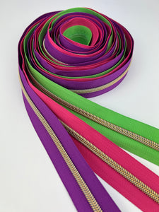 #5 Nylon Zipper Pack- Shamrock/Magenta/Hot Pink