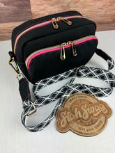 Load image into Gallery viewer, Black and Pink Crossbody Bag
