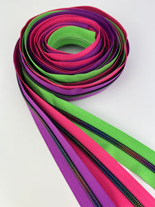 #5 Nylon Zipper Pack- Shamrock/Magenta/Hot Pink