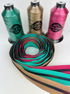 #5 Nylon Zipper Pack- Mocha Latte/Hot Pink Leslie/Teal Appeal