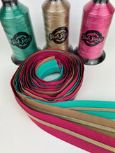 Load image into Gallery viewer, #5 Nylon Zipper Pack- Mocha Latte/Hot Pink Leslie/Teal Appeal
