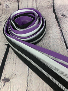 #5 Nylon Zipper Pack- White/Black/Purple Combo