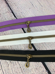 #5 Nylon Zipper Pack- White/Black/Purple Combo