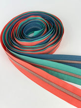 Load image into Gallery viewer, #5 Nylon Zipper Pack- Coral/Teal/Dusty Blue Combo
