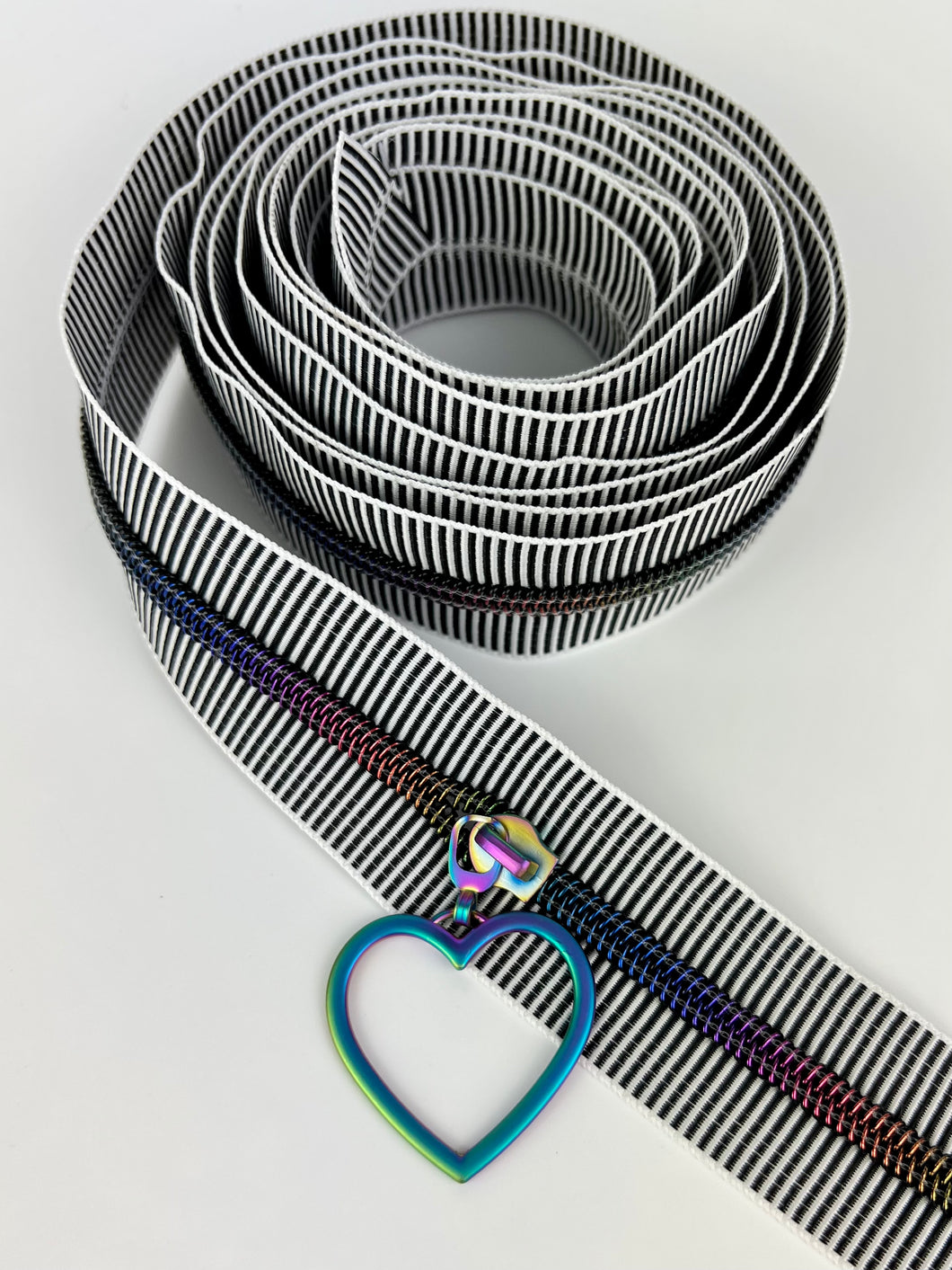 #3 AND #5 Nylon Coil Zipper Tape- Zebra Rainbow