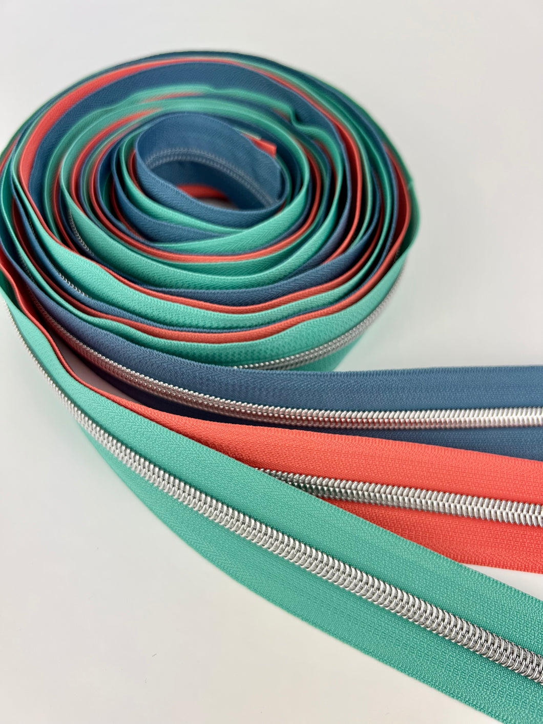 #5 Nylon Zipper Pack- Coral/Teal/Dusty Blue Combo